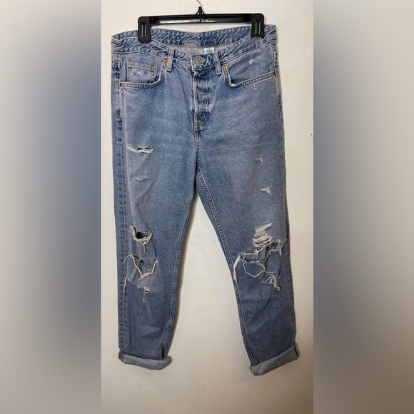 H&M & denim jeans low waist distressed, boyfriend, jeans size 28 - Picture 1 of 11